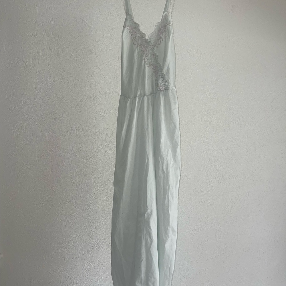 Vintage Miss Dior Elegant Mint Lace-Trimmed Nightgown